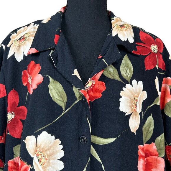 Alfred Dunner Vintage Tropical Floral Red Black Green Skirt Set Size 20W - Picture 4 of 11